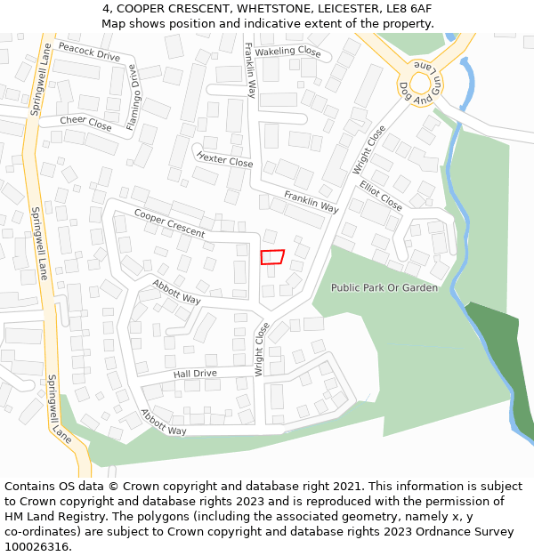 4, COOPER CRESCENT, WHETSTONE, LEICESTER, LE8 6AF: Location map and indicative extent of plot