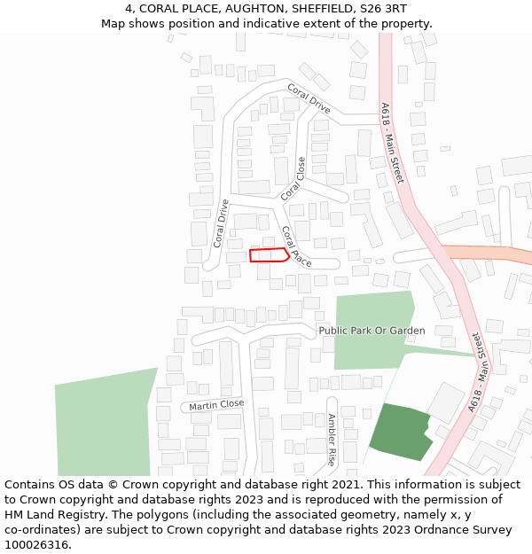 4, CORAL PLACE, AUGHTON, SHEFFIELD, S26 3RT: Location map and indicative extent of plot