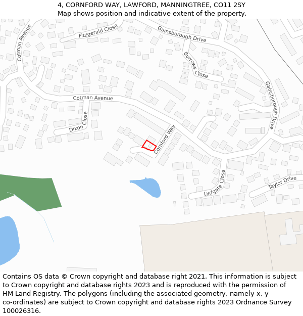 4, CORNFORD WAY, LAWFORD, MANNINGTREE, CO11 2SY: Location map and indicative extent of plot