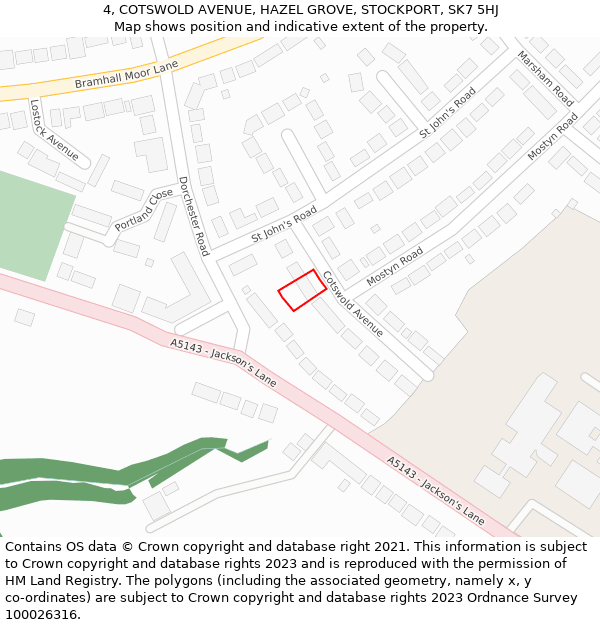 4, COTSWOLD AVENUE, HAZEL GROVE, STOCKPORT, SK7 5HJ: Location map and indicative extent of plot