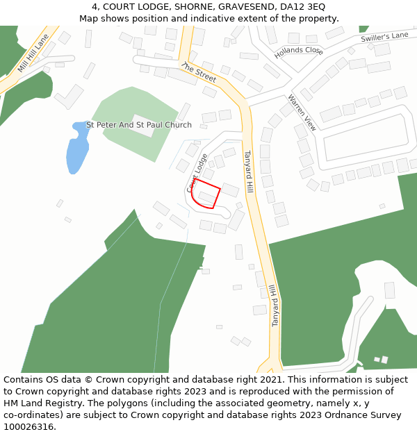 4, COURT LODGE, SHORNE, GRAVESEND, DA12 3EQ: Location map and indicative extent of plot