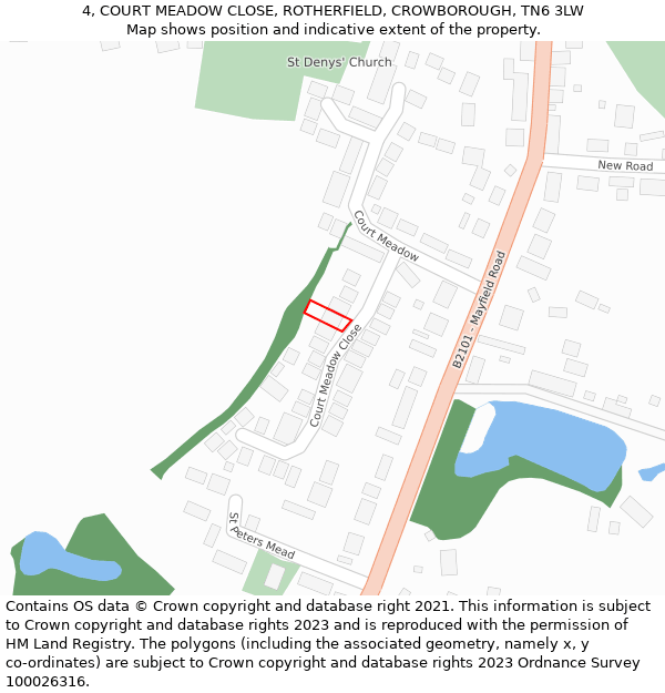 4, COURT MEADOW CLOSE, ROTHERFIELD, CROWBOROUGH, TN6 3LW: Location map and indicative extent of plot