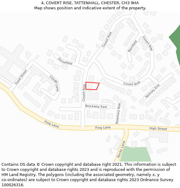 4, COVERT RISE, TATTENHALL, CHESTER, CH3 9HA: Location map and indicative extent of plot