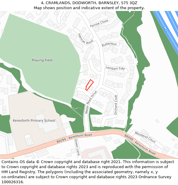 4, CRAMLANDS, DODWORTH, BARNSLEY, S75 3QZ: Location map and indicative extent of plot