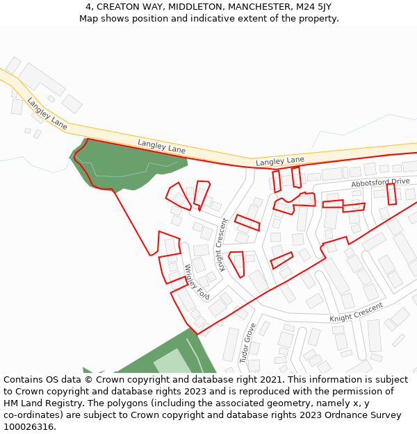 4, CREATON WAY, MIDDLETON, MANCHESTER, M24 5JY: Location map and indicative extent of plot