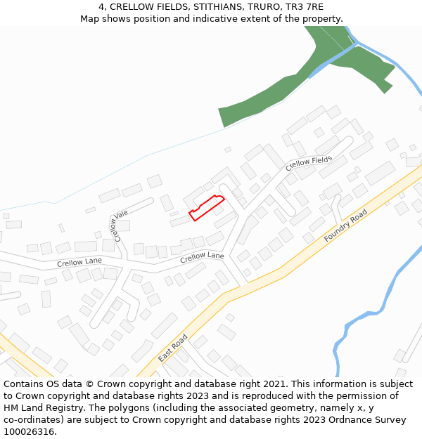 4, CRELLOW FIELDS, STITHIANS, TRURO, TR3 7RE: Location map and indicative extent of plot