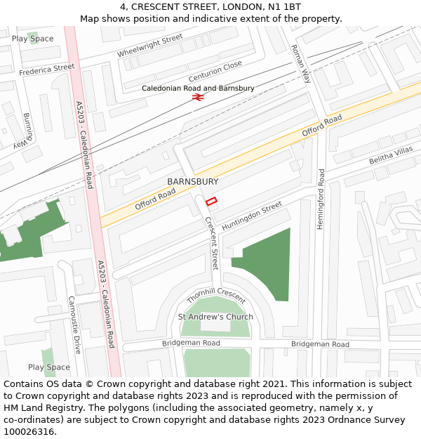 4, CRESCENT STREET, LONDON, N1 1BT: Location map and indicative extent of plot