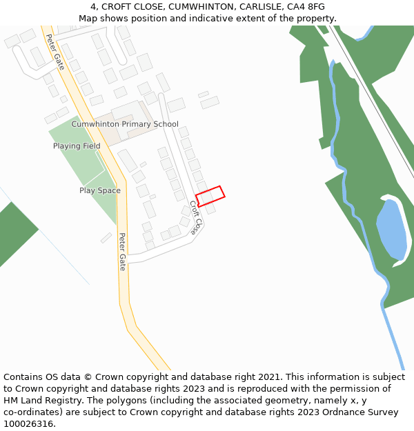 4, CROFT CLOSE, CUMWHINTON, CARLISLE, CA4 8FG: Location map and indicative extent of plot