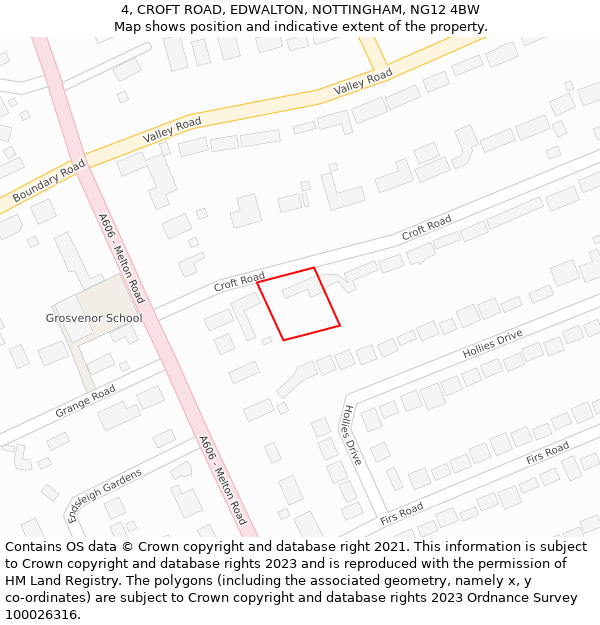 4, CROFT ROAD, EDWALTON, NOTTINGHAM, NG12 4BW: Location map and indicative extent of plot