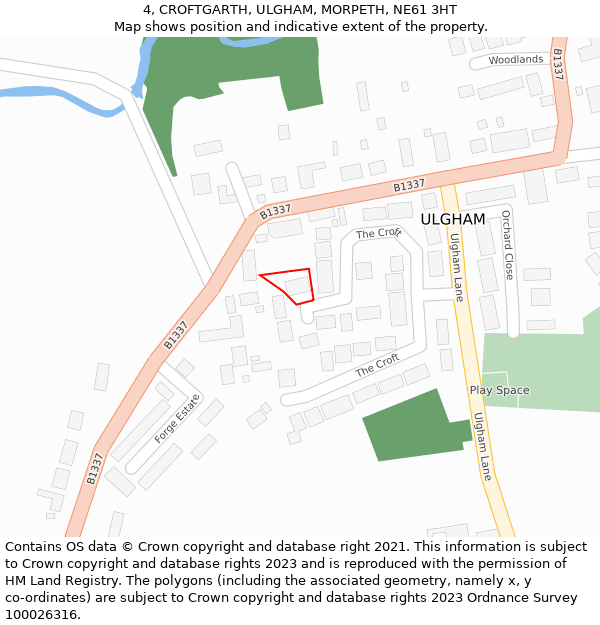 4, CROFTGARTH, ULGHAM, MORPETH, NE61 3HT: Location map and indicative extent of plot