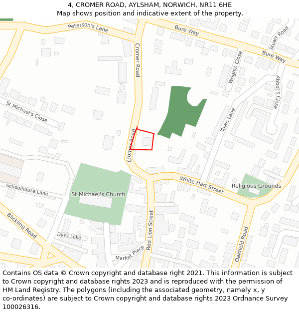 4, CROMER ROAD, AYLSHAM, NORWICH, NR11 6HE: Location map and indicative extent of plot