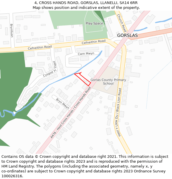 4, CROSS HANDS ROAD, GORSLAS, LLANELLI, SA14 6RR: Location map and indicative extent of plot