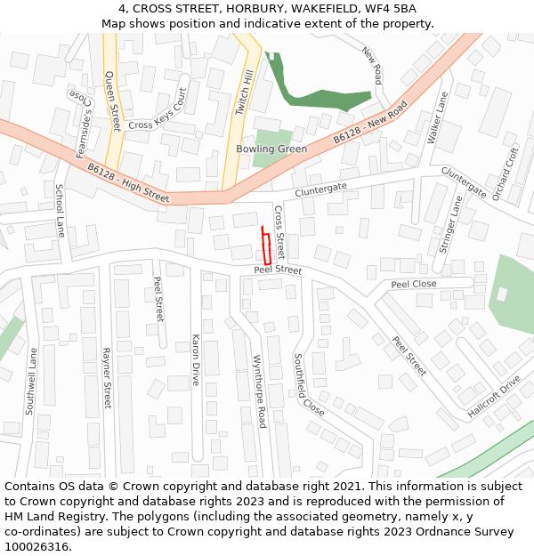 4, CROSS STREET, HORBURY, WAKEFIELD, WF4 5BA: Location map and indicative extent of plot