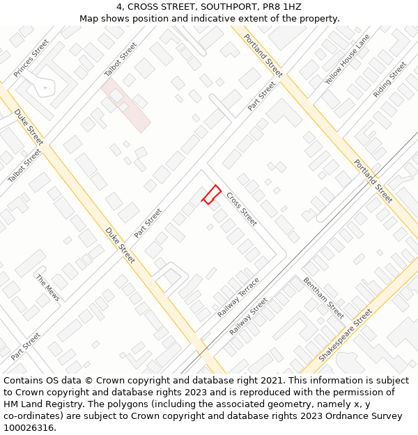 4, CROSS STREET, SOUTHPORT, PR8 1HZ: Location map and indicative extent of plot