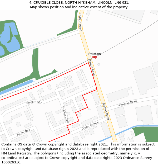 4, CRUCIBLE CLOSE, NORTH HYKEHAM, LINCOLN, LN6 9ZL: Location map and indicative extent of plot