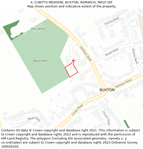 4, CUBITTS MEADOW, BUXTON, NORWICH, NR10 5EF: Location map and indicative extent of plot