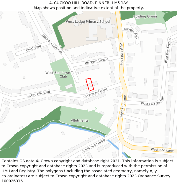 4, CUCKOO HILL ROAD, PINNER, HA5 1AY: Location map and indicative extent of plot