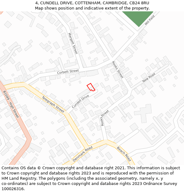 4, CUNDELL DRIVE, COTTENHAM, CAMBRIDGE, CB24 8RU: Location map and indicative extent of plot