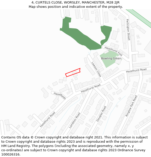 4, CURTELS CLOSE, WORSLEY, MANCHESTER, M28 2JR: Location map and indicative extent of plot