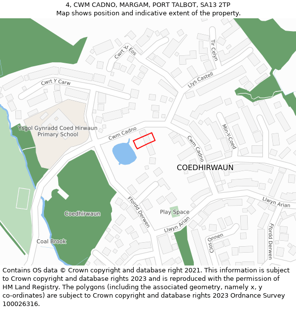 4, CWM CADNO, MARGAM, PORT TALBOT, SA13 2TP: Location map and indicative extent of plot