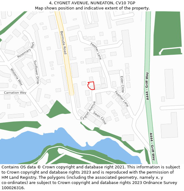 4, CYGNET AVENUE, NUNEATON, CV10 7GP: Location map and indicative extent of plot