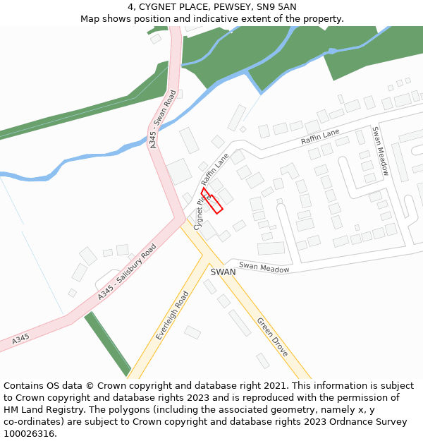 4, CYGNET PLACE, PEWSEY, SN9 5AN: Location map and indicative extent of plot