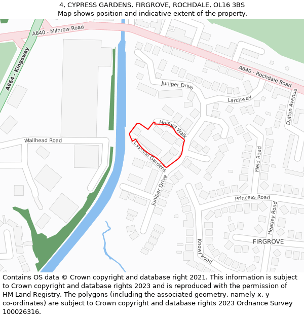 4, CYPRESS GARDENS, FIRGROVE, ROCHDALE, OL16 3BS: Location map and indicative extent of plot