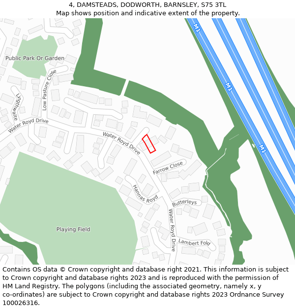 4, DAMSTEADS, DODWORTH, BARNSLEY, S75 3TL: Location map and indicative extent of plot