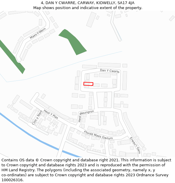 4, DAN Y CWARRE, CARWAY, KIDWELLY, SA17 4JA: Location map and indicative extent of plot