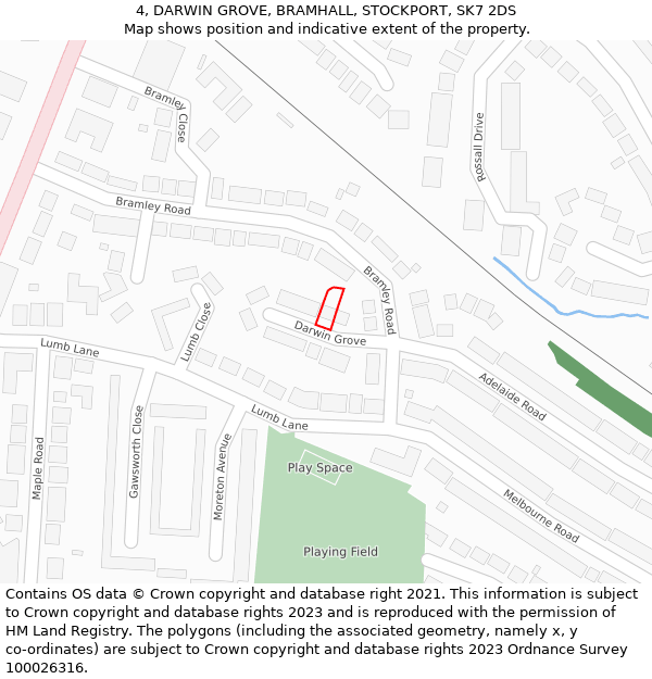 4, DARWIN GROVE, BRAMHALL, STOCKPORT, SK7 2DS: Location map and indicative extent of plot