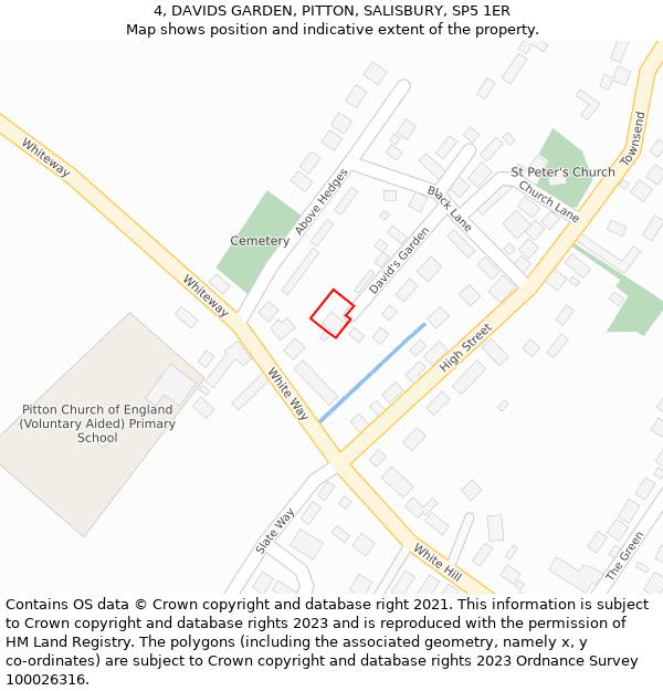 4, DAVIDS GARDEN, PITTON, SALISBURY, SP5 1ER: Location map and indicative extent of plot