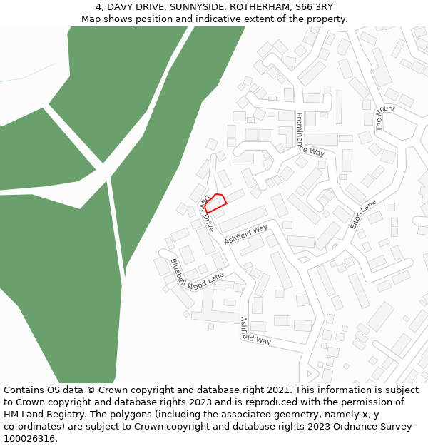 4, DAVY DRIVE, SUNNYSIDE, ROTHERHAM, S66 3RY: Location map and indicative extent of plot