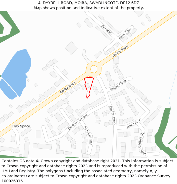 4, DAYBELL ROAD, MOIRA, SWADLINCOTE, DE12 6DZ: Location map and indicative extent of plot