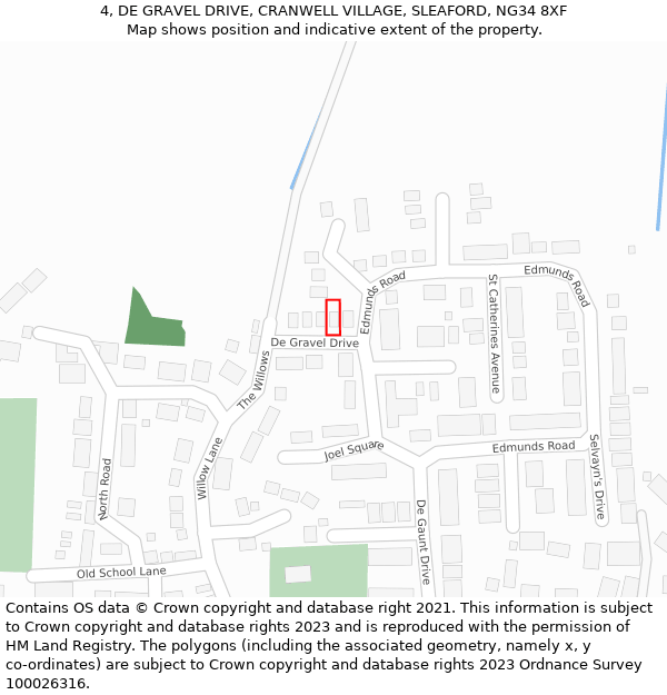 4, DE GRAVEL DRIVE, CRANWELL VILLAGE, SLEAFORD, NG34 8XF: Location map and indicative extent of plot