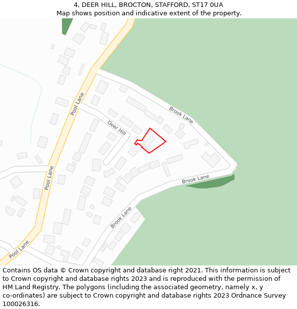 4, DEER HILL, BROCTON, STAFFORD, ST17 0UA: Location map and indicative extent of plot