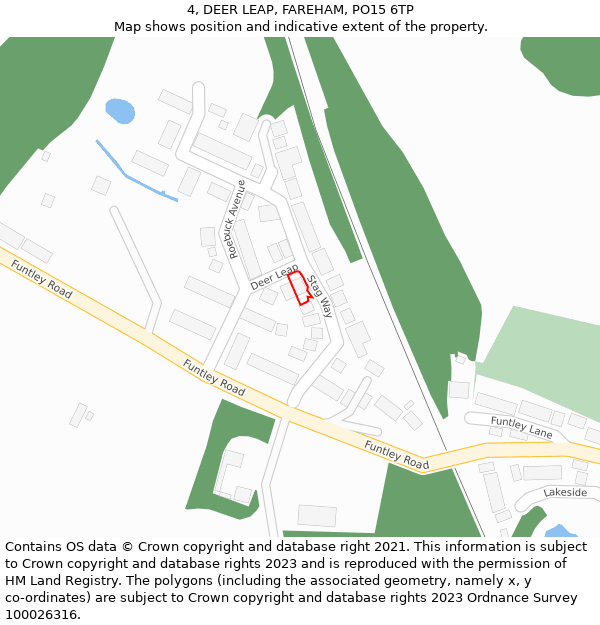 4, DEER LEAP, FAREHAM, PO15 6TP: Location map and indicative extent of plot