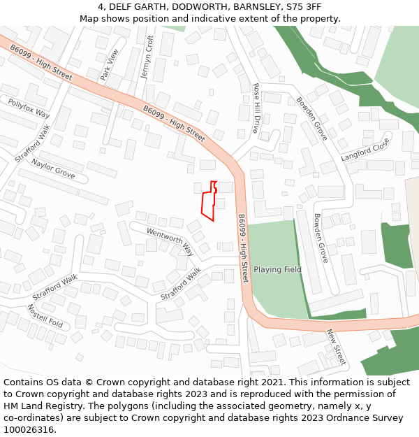 4, DELF GARTH, DODWORTH, BARNSLEY, S75 3FF: Location map and indicative extent of plot