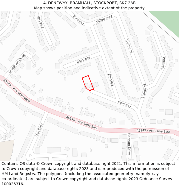 4, DENEWAY, BRAMHALL, STOCKPORT, SK7 2AR: Location map and indicative extent of plot