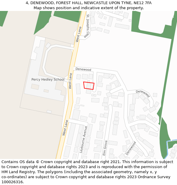 4, DENEWOOD, FOREST HALL, NEWCASTLE UPON TYNE, NE12 7FA: Location map and indicative extent of plot