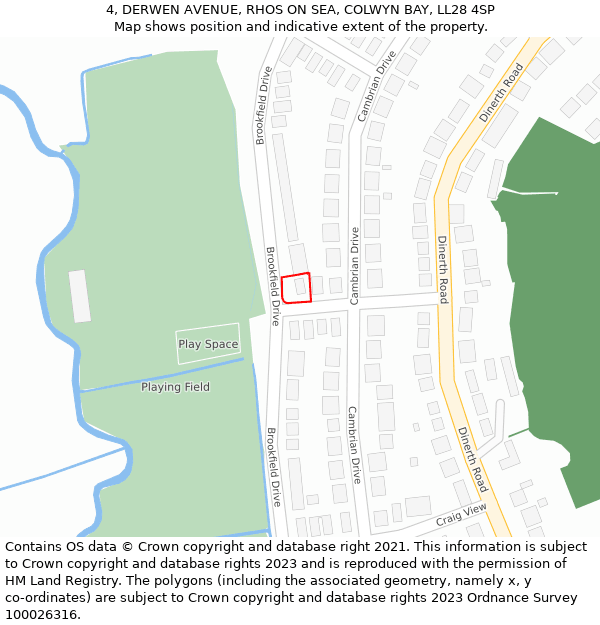 4, DERWEN AVENUE, RHOS ON SEA, COLWYN BAY, LL28 4SP: Location map and indicative extent of plot