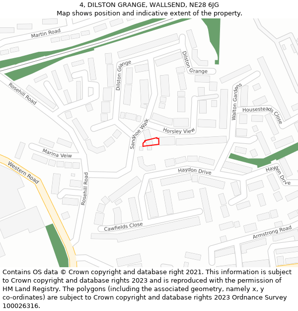 4, DILSTON GRANGE, WALLSEND, NE28 6JG: Location map and indicative extent of plot