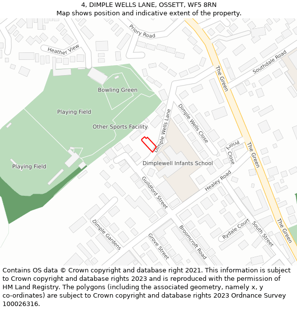 4, DIMPLE WELLS LANE, OSSETT, WF5 8RN: Location map and indicative extent of plot