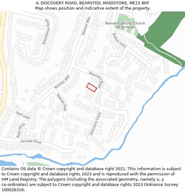 4, DISCOVERY ROAD, BEARSTED, MAIDSTONE, ME15 8HF: Location map and indicative extent of plot