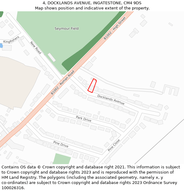 4, DOCKLANDS AVENUE, INGATESTONE, CM4 9DS: Location map and indicative extent of plot