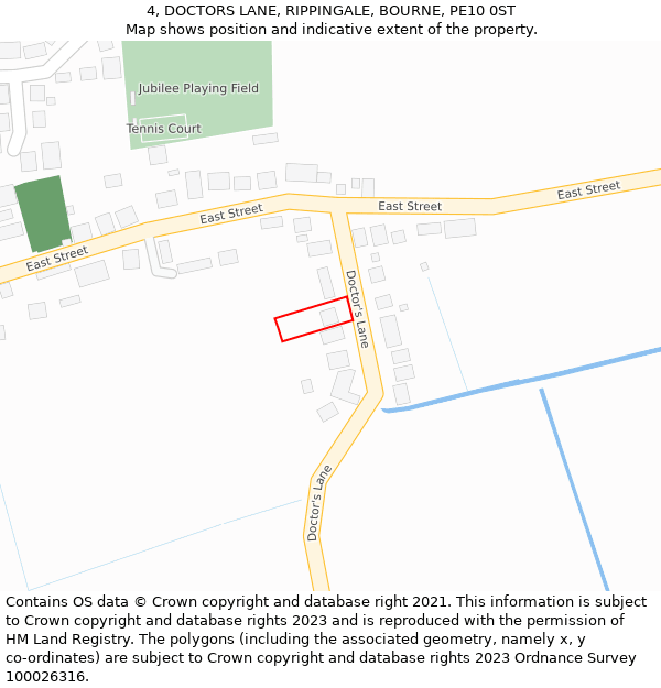 4, DOCTORS LANE, RIPPINGALE, BOURNE, PE10 0ST: Location map and indicative extent of plot