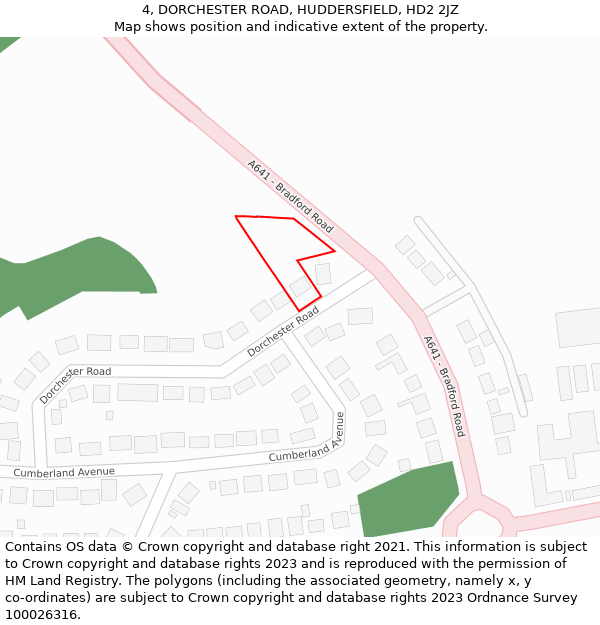 4, DORCHESTER ROAD, HUDDERSFIELD, HD2 2JZ: Location map and indicative extent of plot