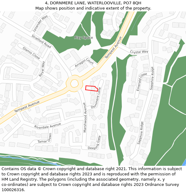 4, DORNMERE LANE, WATERLOOVILLE, PO7 8QH: Location map and indicative extent of plot