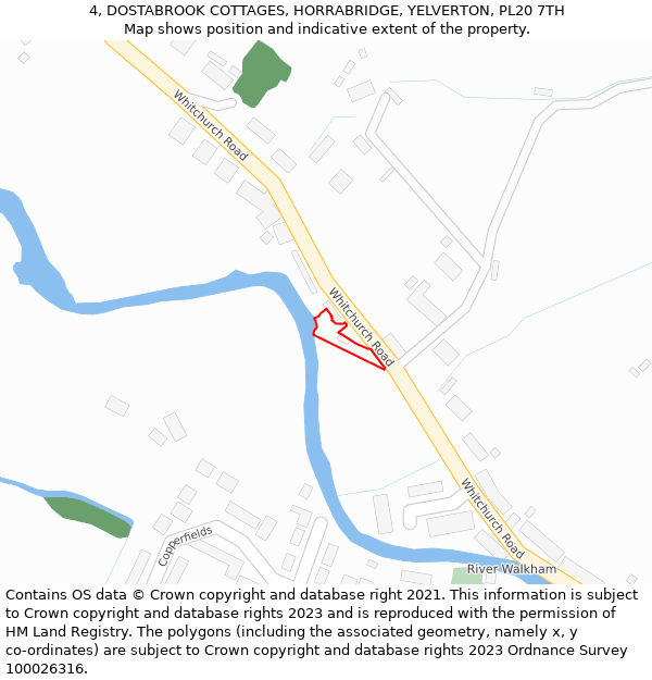 4, DOSTABROOK COTTAGES, HORRABRIDGE, YELVERTON, PL20 7TH: Location map and indicative extent of plot