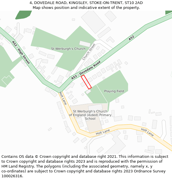 4, DOVEDALE ROAD, KINGSLEY, STOKE-ON-TRENT, ST10 2AD: Location map and indicative extent of plot