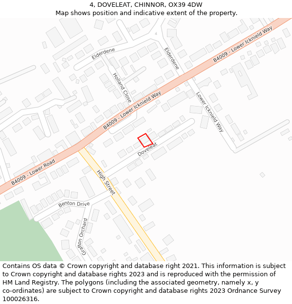 4, DOVELEAT, CHINNOR, OX39 4DW: Location map and indicative extent of plot